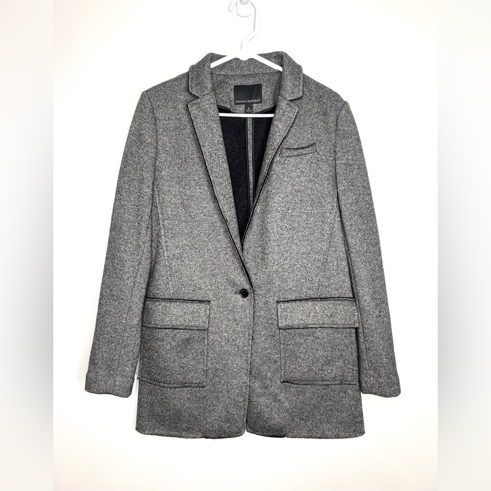 Banana Republic Boyfriend Blazer Jacket Sz 8 Wool Blend Careerwear Academia Chic
